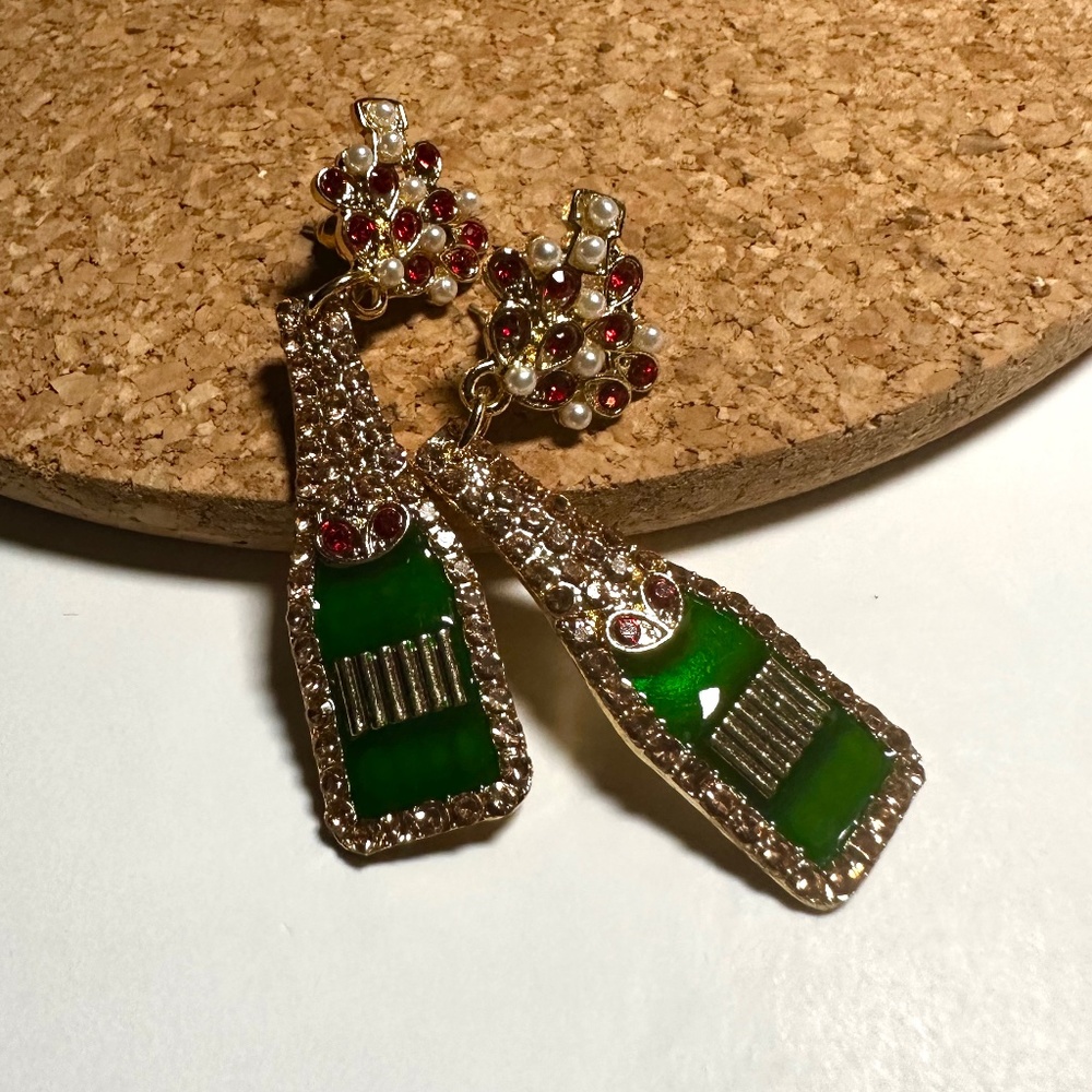 Sparkling Champagne Bottle Earrings